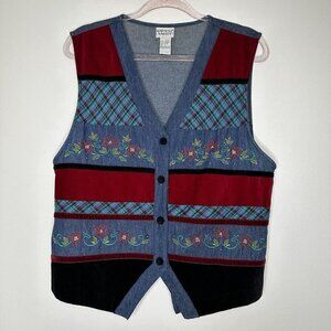 Vintage Denim Napa Valley Vest Blue Size L Patchwork